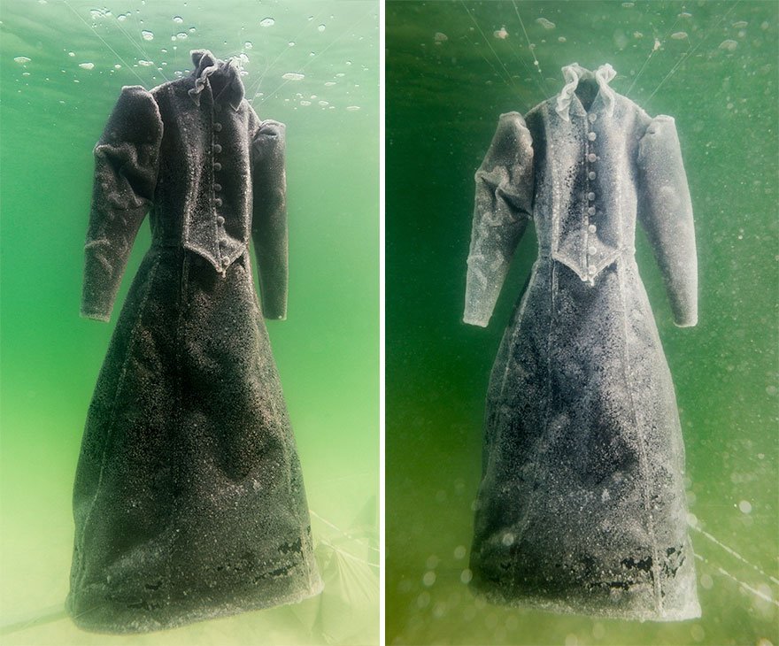 Vestido esteve submerso dois anos no Mar Morto, o resultado é brilhante