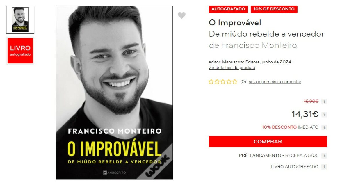 Livro de Francisco Monteiro esgotado na Fnac: &#8220;Que orgulho, que felicidade&#8230;&#8221;