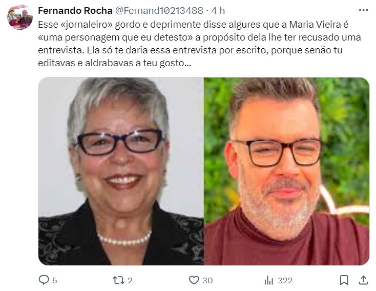 Marido de Maria Vieira “atira-se” a Nuno Azinheira após entrevista: “Gordo e deprimente…”