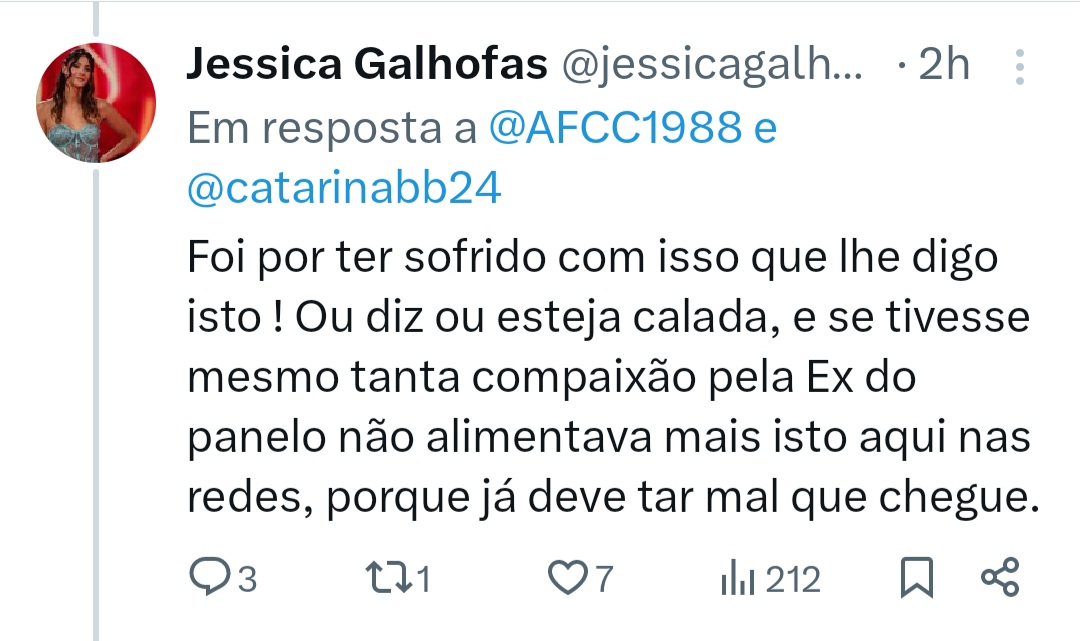 Jéssica Galhofas irrita-se com Catarina Miranda após &#8216;ameaça&#8217;: &#8220;Falas, falas e não dizes nada&#8230;&#8221;