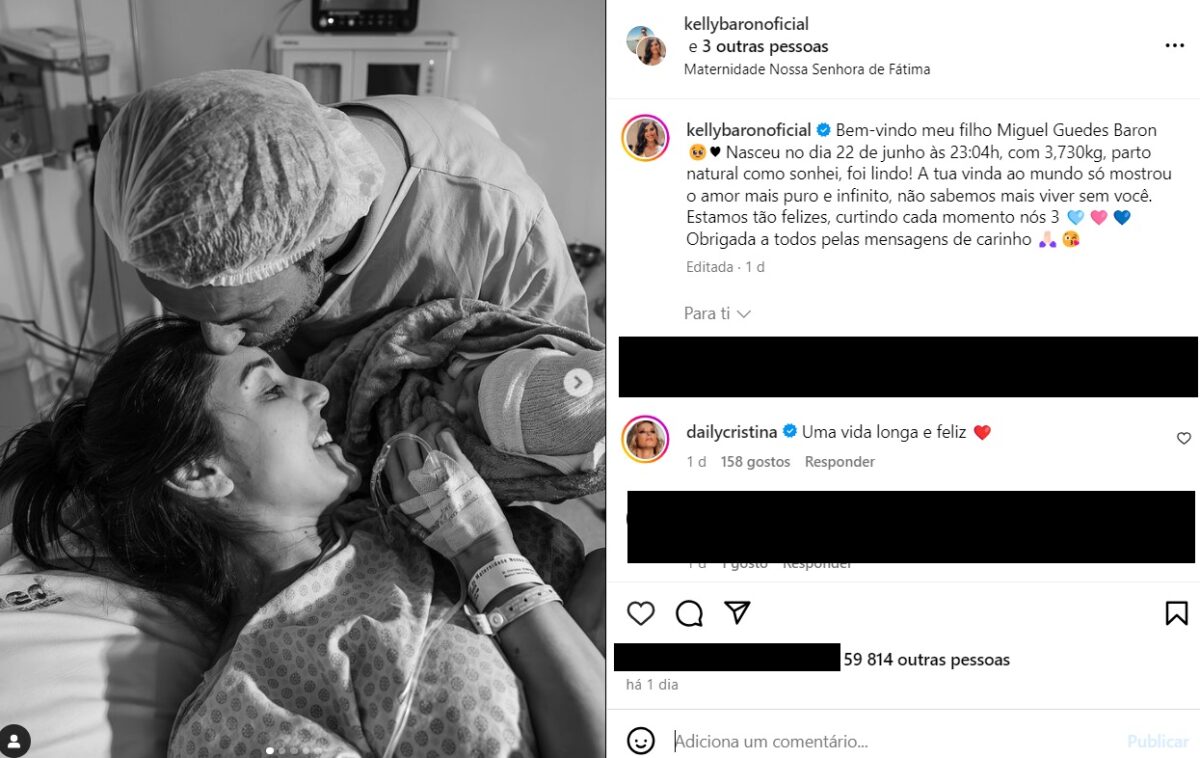 Cristina Ferreira reage ao nascimento do filho de Kelly Baron e Pedro Guedes
